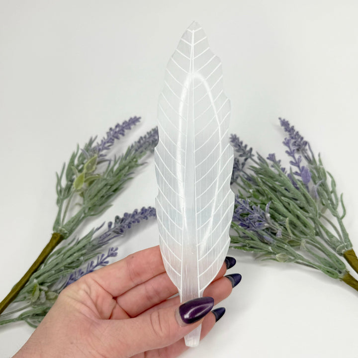 Serenity Leaf Selenite Carving