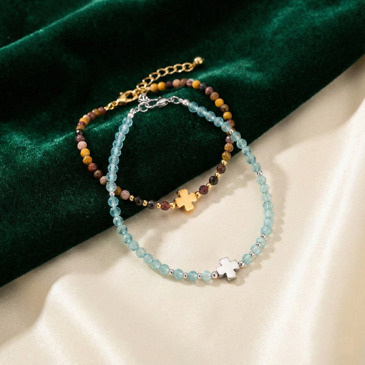 Earth & Sky Collection: Faceted Mookaite and Aventurine Bracelets
