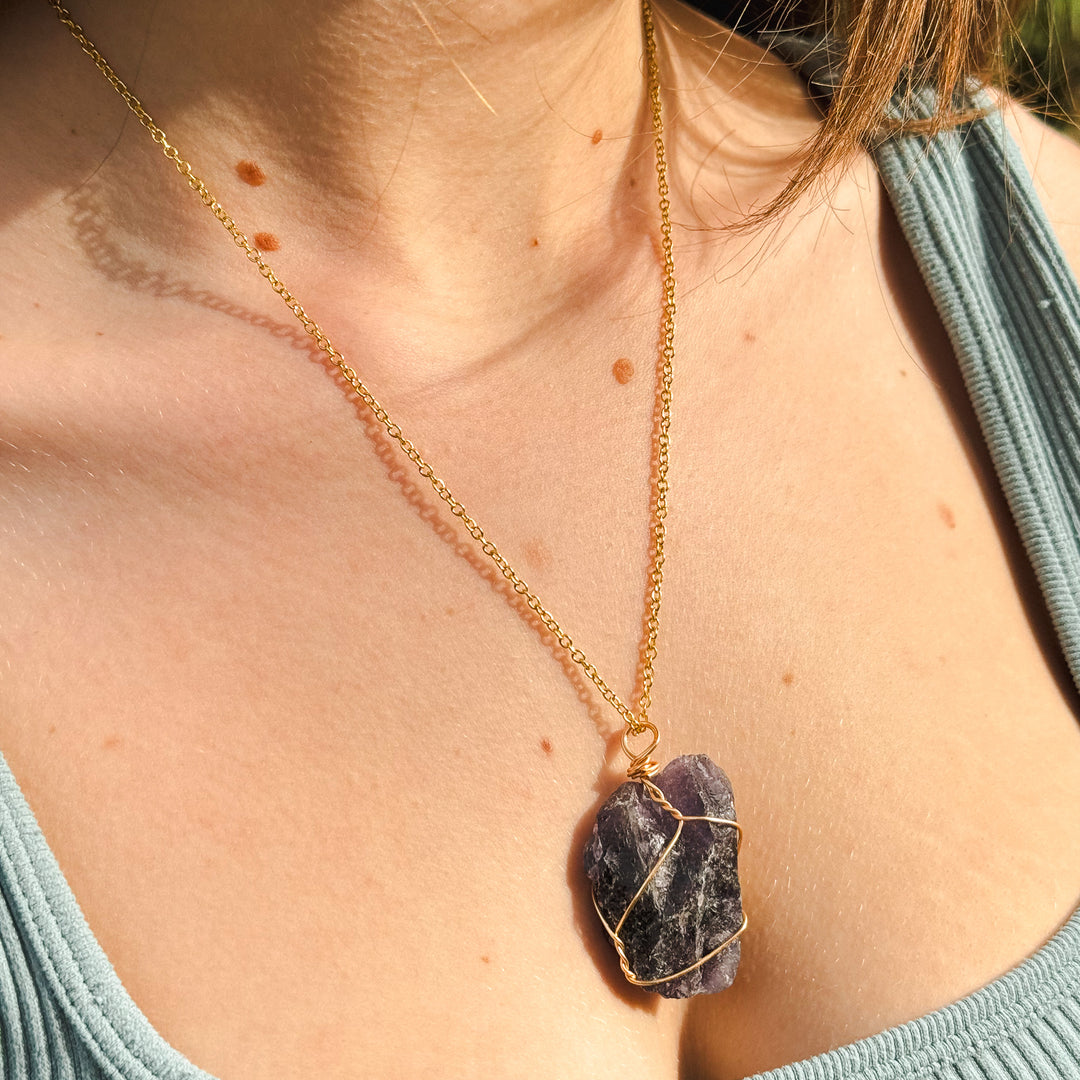 Rawcut Amethyst Crystal Pendant