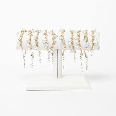 Charm Bracelet Made of Natural Crystal & Braided Bamboo