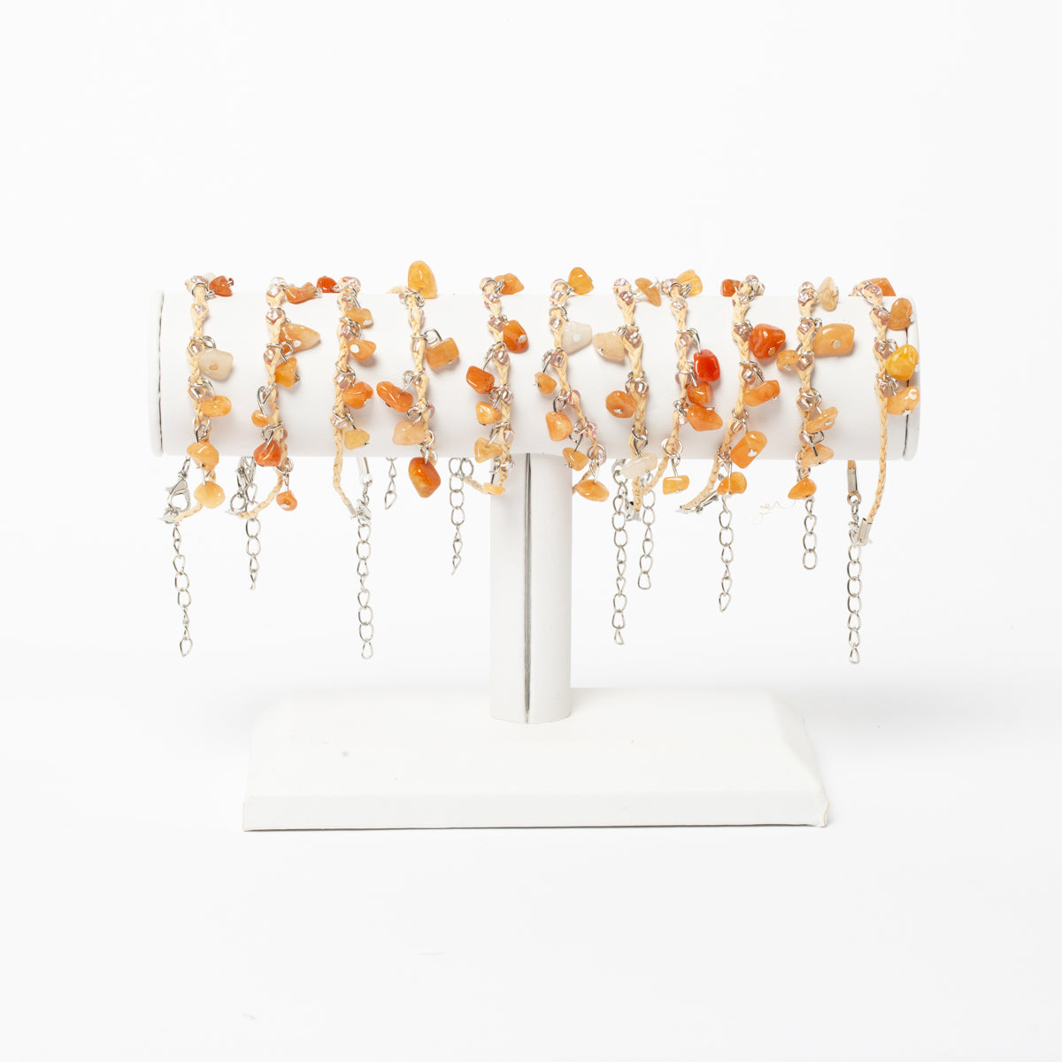 Charm Bracelet Made of Natural Crystal & Braided Bamboo