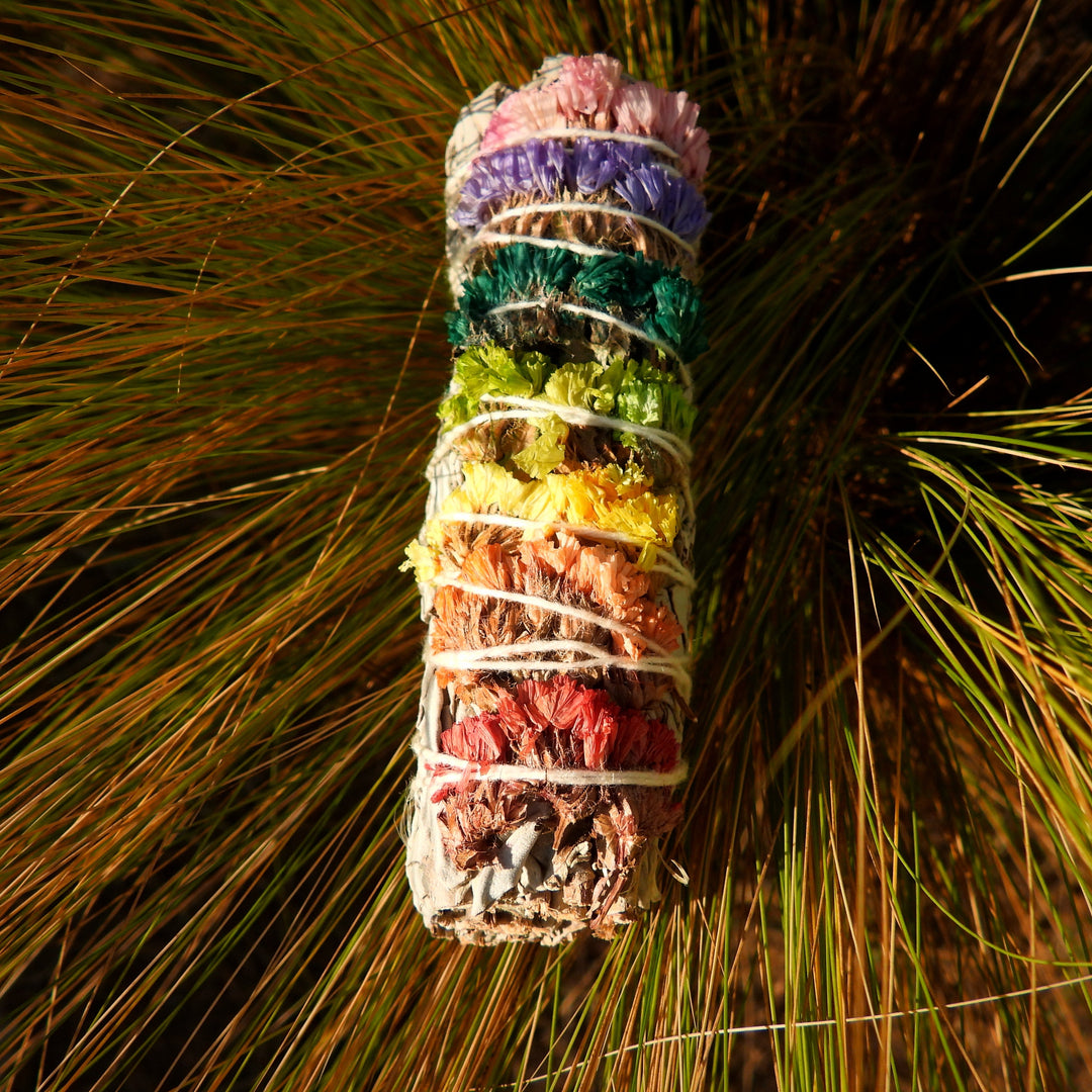 Rainbow Flower Smudge Bundle - 4 Inch