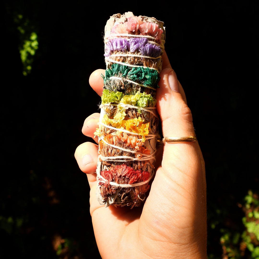 Rainbow Flower Smudge Bundle - 4 Inch