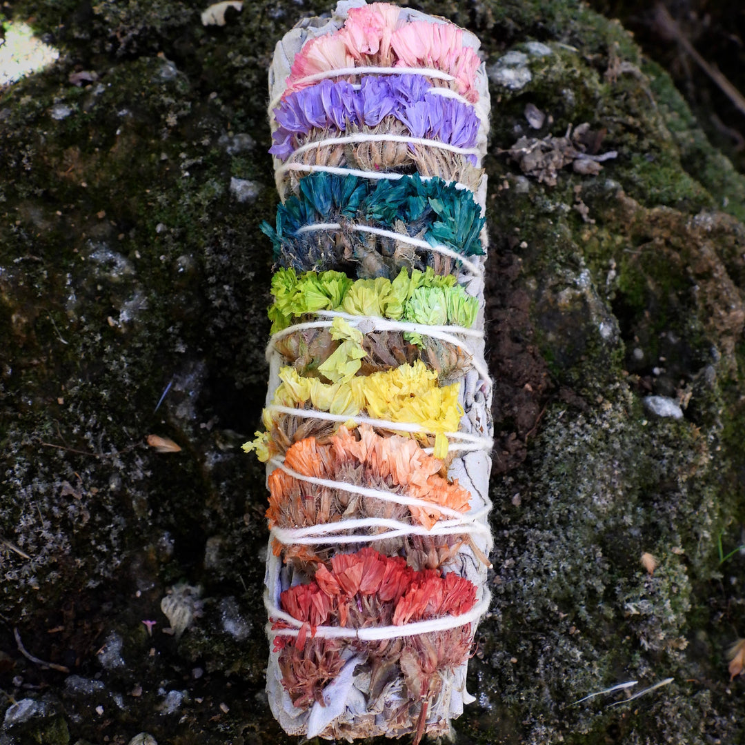 Rainbow Flower Smudge Bundle - 4 Inch