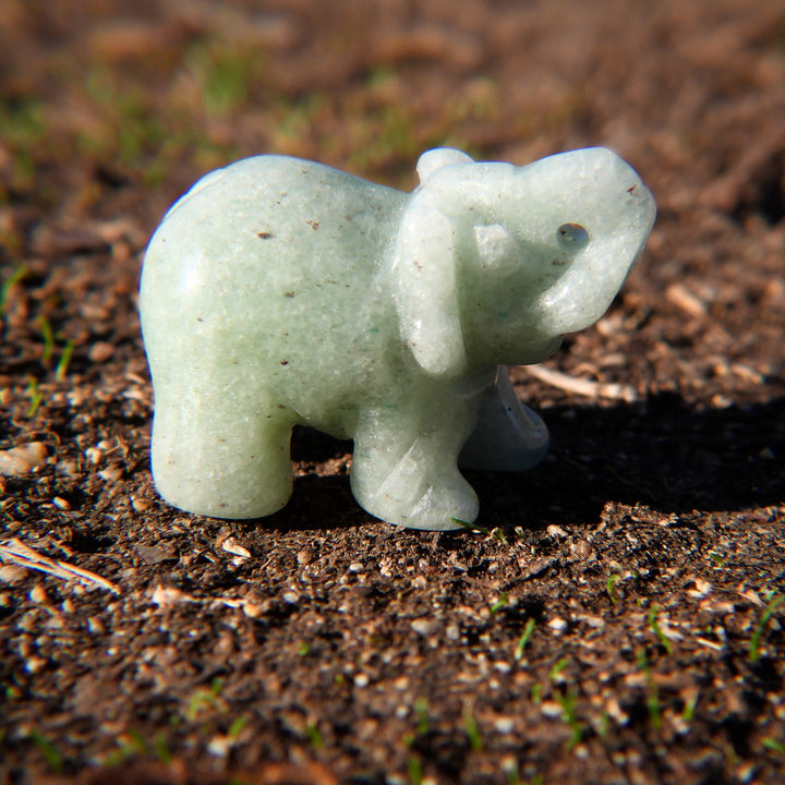 2 inch Green Aventurine Hand-Carved Stone Elephant