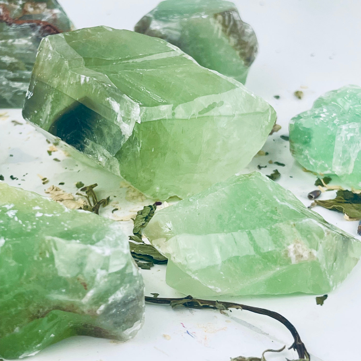Green Calcite Raw Cut